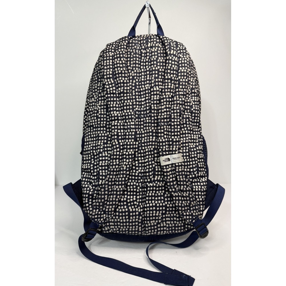 The North Face Wise Guy Backpack Blue White Polka Dot Print Laptop School Hiking - Picture 6 of 11